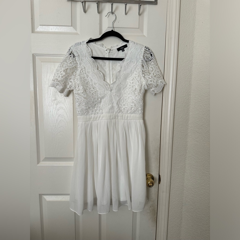 Lulu’s Angel in Disguise White Lace Skater Dress